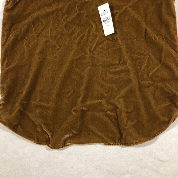 NEW LOFT Womens XS V-Neck Velvet Tank Top Mustard Gold Brown NWT - Picture 3 of 11